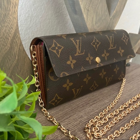 ⚜️Louis Vuitton Monogram Pochette Wallet Crossbody Chain + Vachetta Strap WOC - Picture 8 of 15